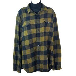 Sonoma Goods For Life XXL Mens Yellow & Navy Plaid Button-Up Shirt 100% Cotton M